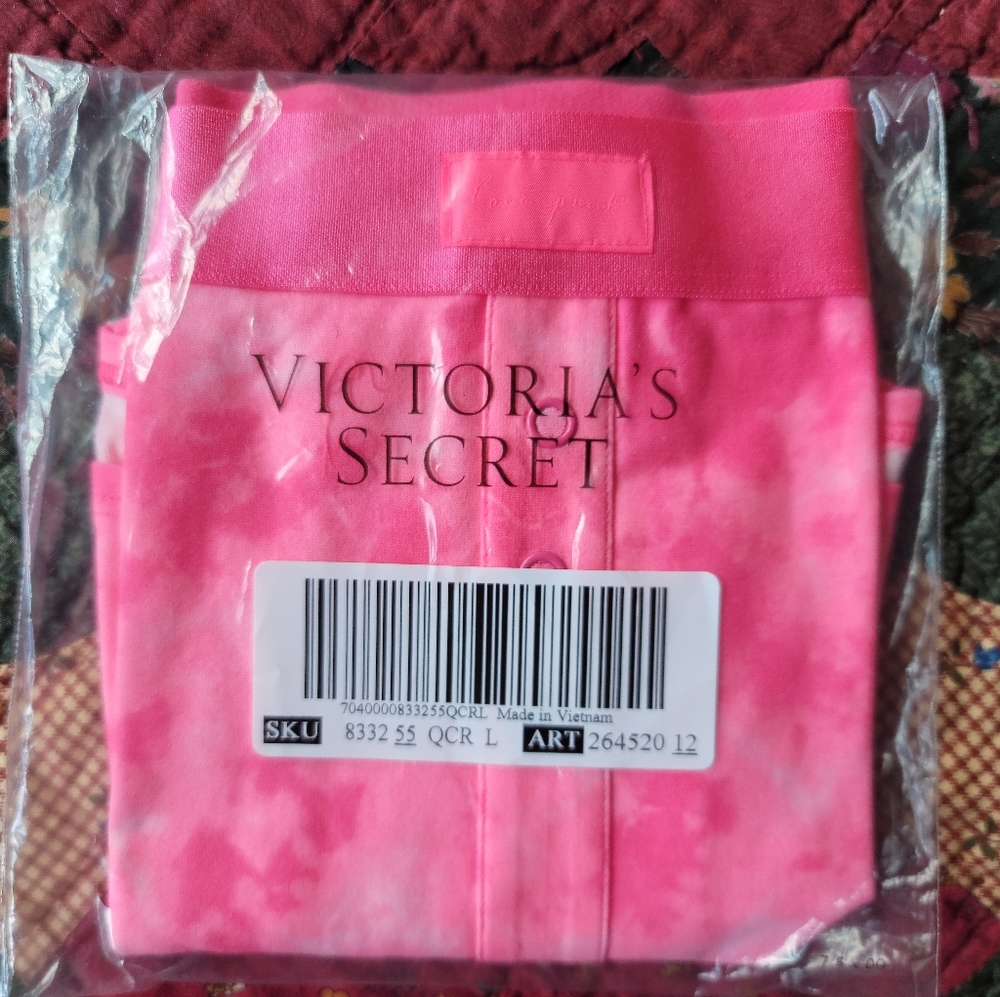 NWT PINK Victoria's Secret boyshort, pink tiedyed, lg